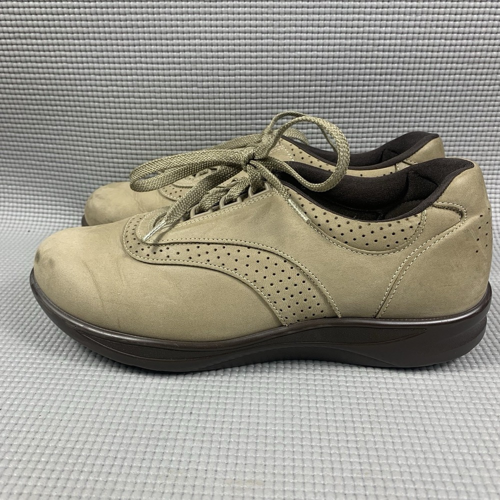 SAS Walk Easy Lace Up Shoes Womens Size 9.5 W Wide Tan Leather